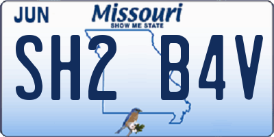 MO license plate SH2B4V