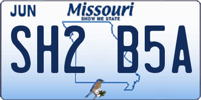 MO license plate SH2B5A