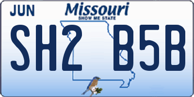 MO license plate SH2B5B