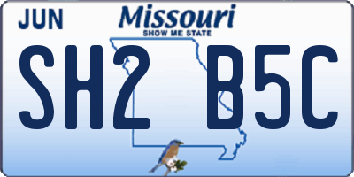 MO license plate SH2B5C