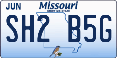 MO license plate SH2B5G