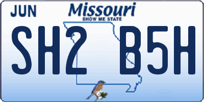 MO license plate SH2B5H