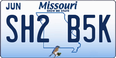 MO license plate SH2B5K