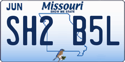 MO license plate SH2B5L