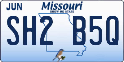 MO license plate SH2B5Q