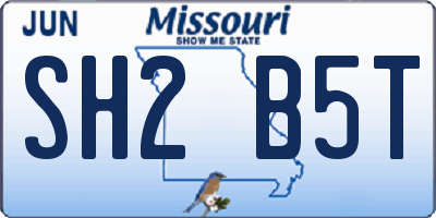 MO license plate SH2B5T