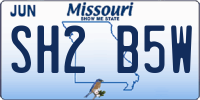 MO license plate SH2B5W