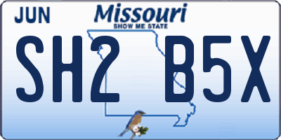 MO license plate SH2B5X