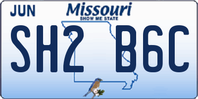 MO license plate SH2B6C