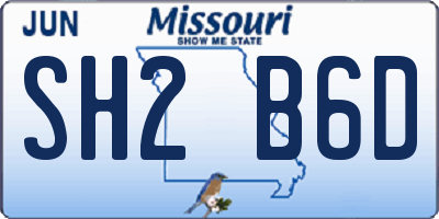 MO license plate SH2B6D