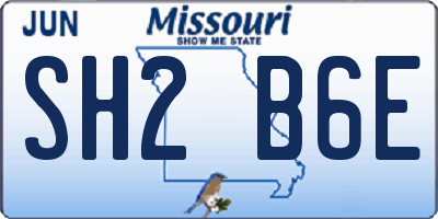 MO license plate SH2B6E