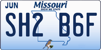 MO license plate SH2B6F