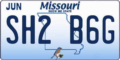 MO license plate SH2B6G