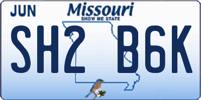MO license plate SH2B6K