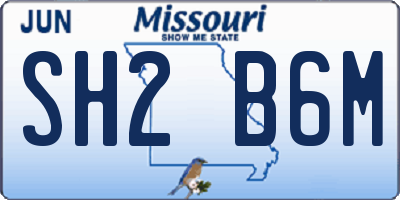 MO license plate SH2B6M