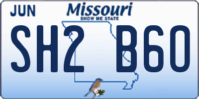 MO license plate SH2B6O