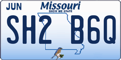 MO license plate SH2B6Q
