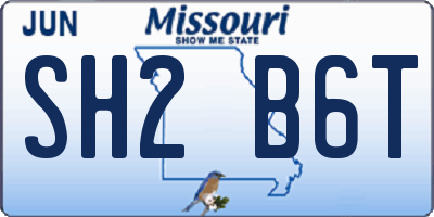 MO license plate SH2B6T