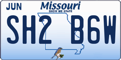 MO license plate SH2B6W