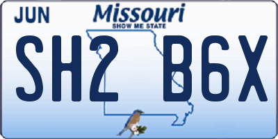 MO license plate SH2B6X