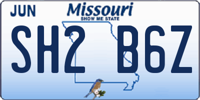 MO license plate SH2B6Z