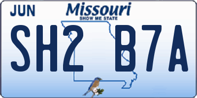 MO license plate SH2B7A