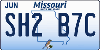 MO license plate SH2B7C