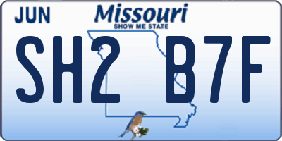 MO license plate SH2B7F