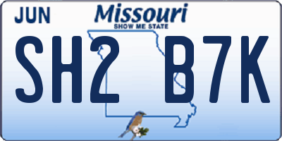 MO license plate SH2B7K