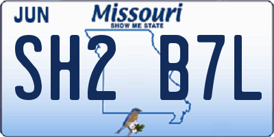 MO license plate SH2B7L
