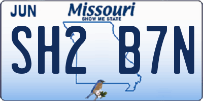 MO license plate SH2B7N