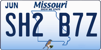 MO license plate SH2B7Z