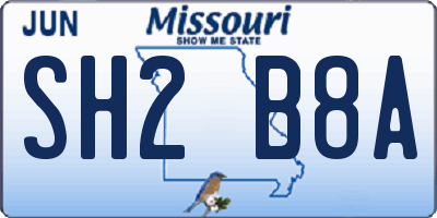 MO license plate SH2B8A