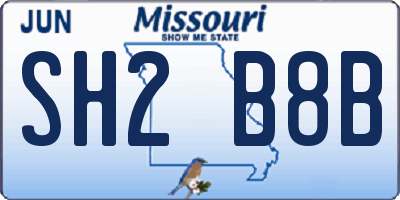 MO license plate SH2B8B