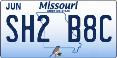 MO license plate SH2B8C