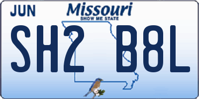 MO license plate SH2B8L