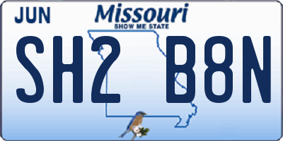 MO license plate SH2B8N