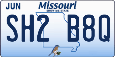 MO license plate SH2B8Q