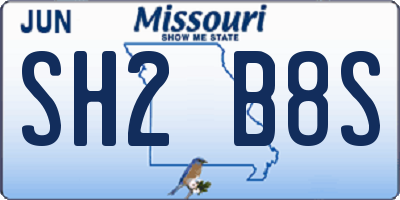 MO license plate SH2B8S
