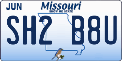 MO license plate SH2B8U
