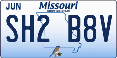 MO license plate SH2B8V