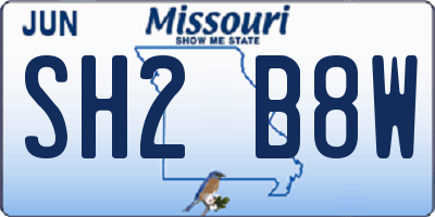 MO license plate SH2B8W