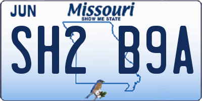 MO license plate SH2B9A