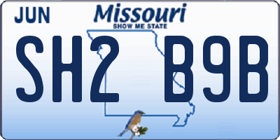 MO license plate SH2B9B