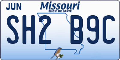 MO license plate SH2B9C