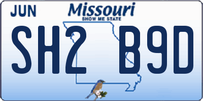 MO license plate SH2B9D