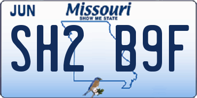 MO license plate SH2B9F
