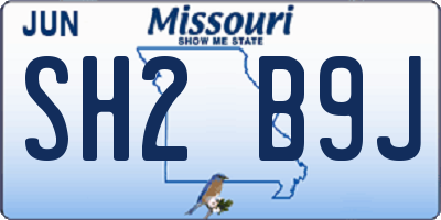 MO license plate SH2B9J