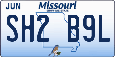 MO license plate SH2B9L