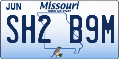 MO license plate SH2B9M